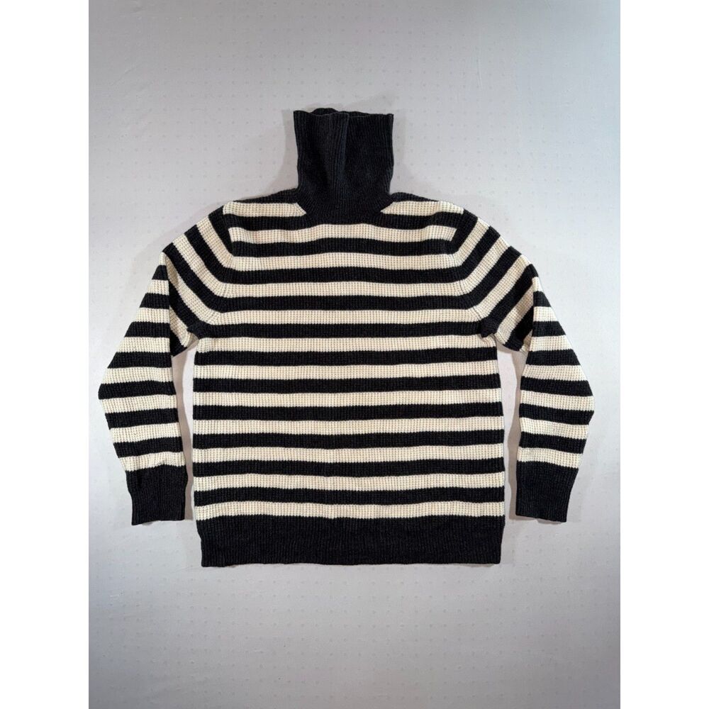 100% Merino Wool Striped Turtleneck | Canvas by Land's End | Size Large
